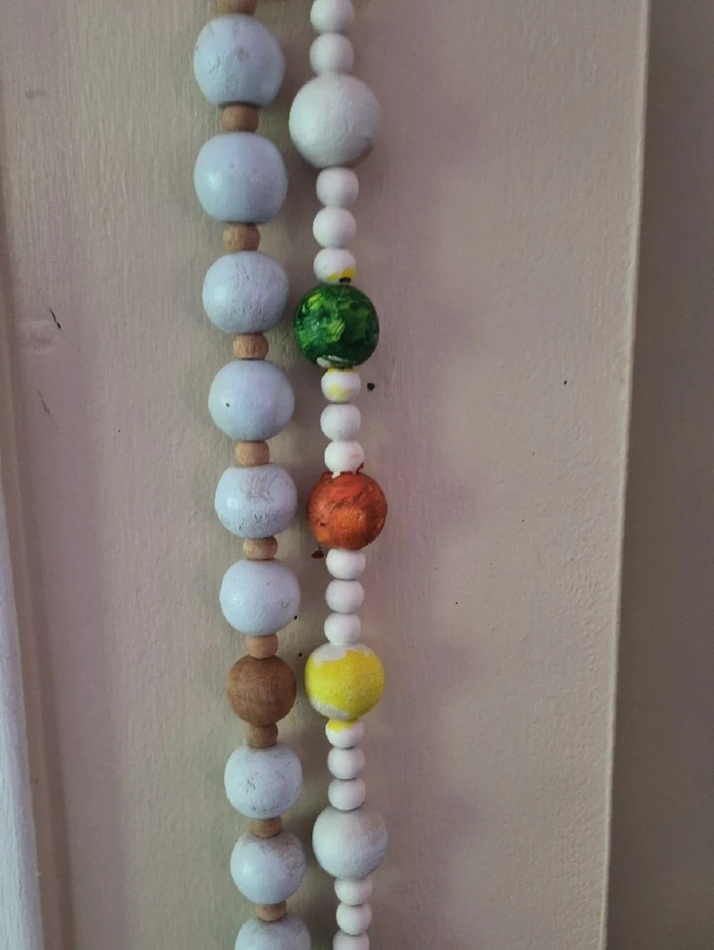 Handcrafted Multi Colored Wooden Beaded Garland  Tassel Decor